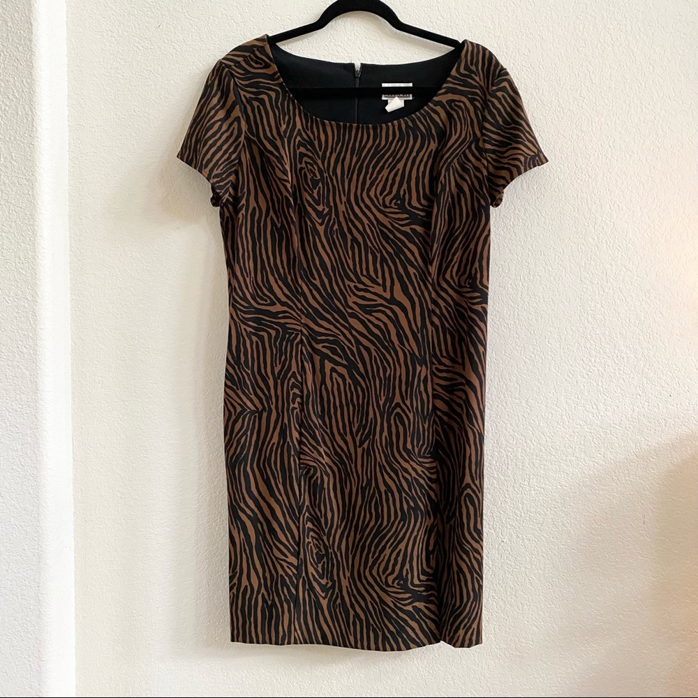 Vintage Robbie Bee Zebra Animal Print Made in USA Dress SZ 14